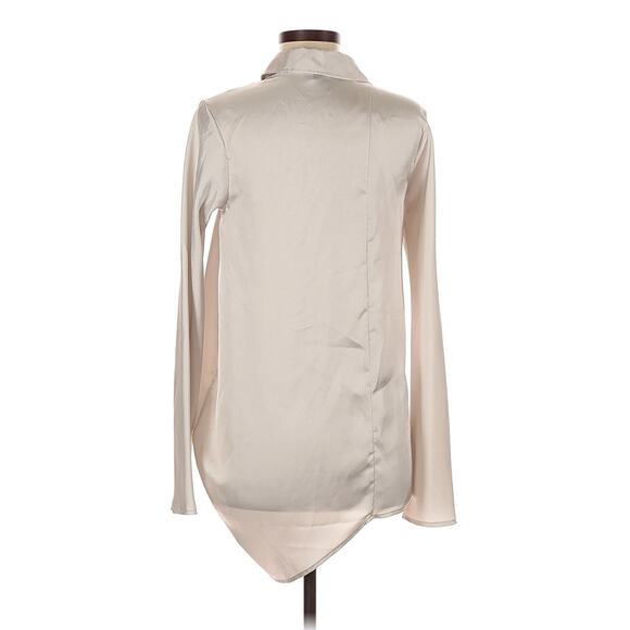 zero maria cornejo Beige Ivory Silky Draped collared Blouse 6 - Picture 2 of 5
